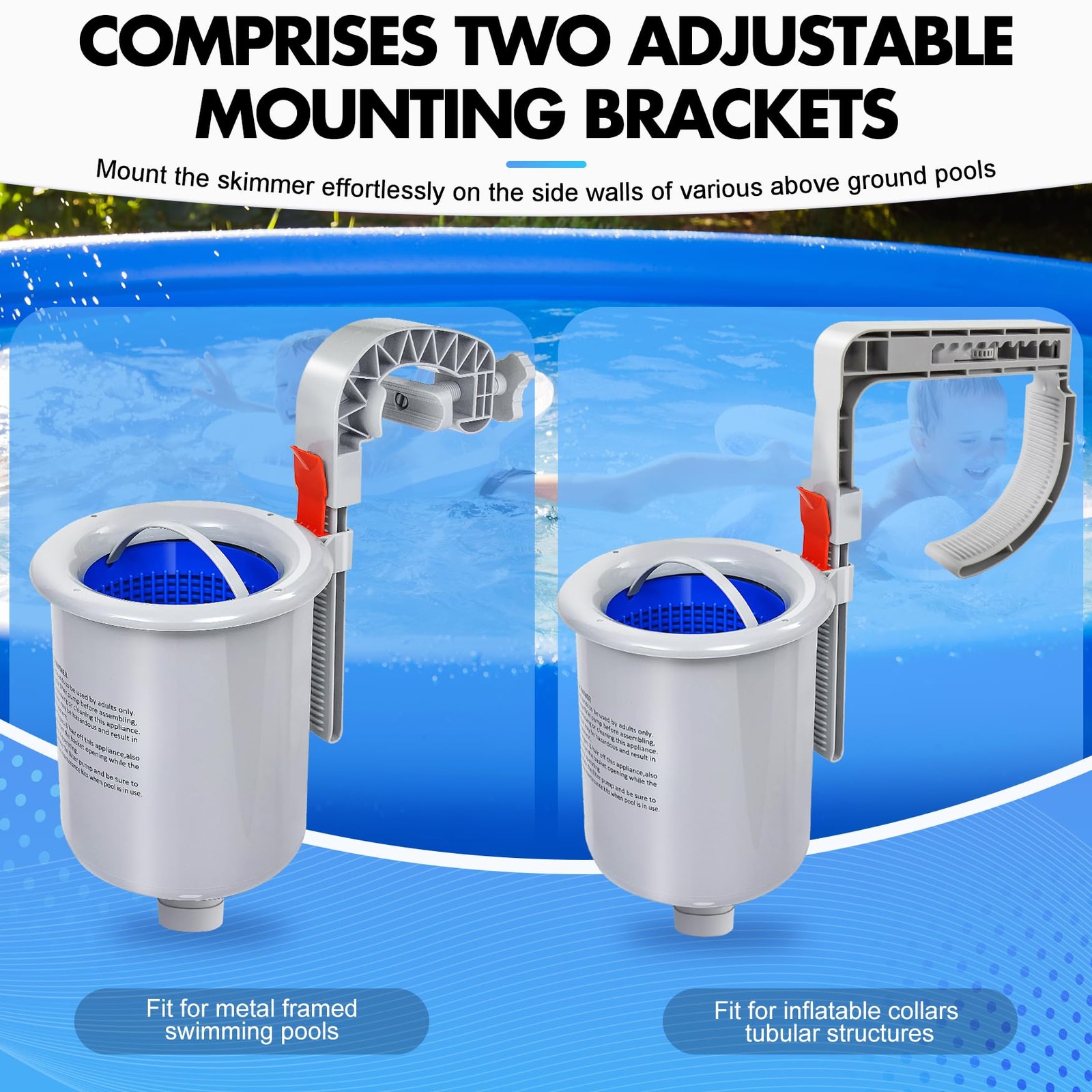 Automatic Above Ground Pool Skimmer with Removable Basket & Floating Filter