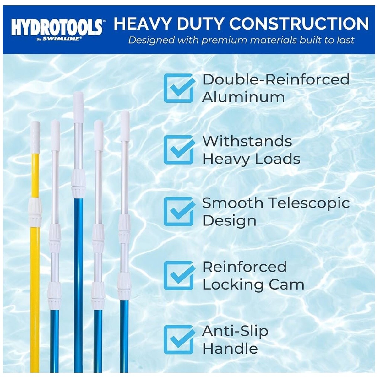 SWIMLINE HYDROTOOLS 8351 2 Pc Telescopic Pole 6-12 Feet Adjustable Swimming Pool