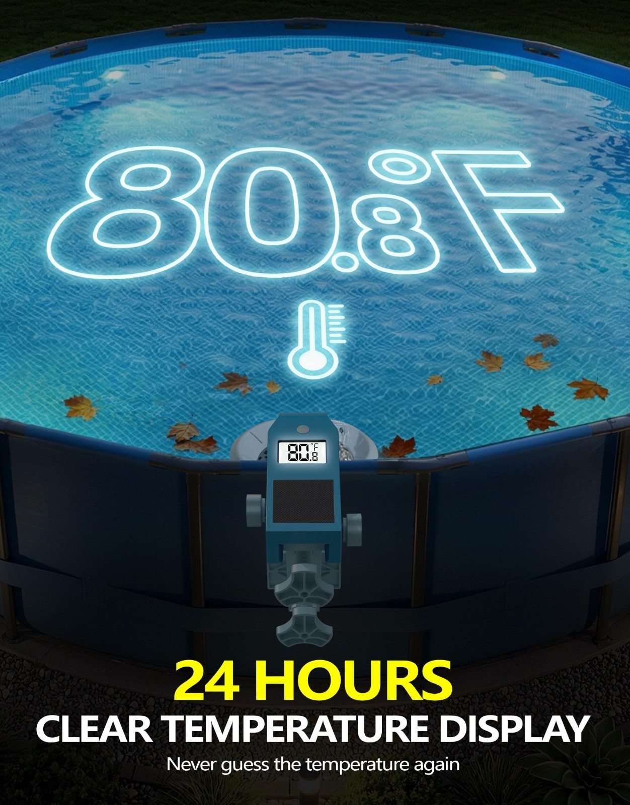 Above Ground Pool Skimmer with Solar Thermometer | Wall Mount Auto Skimming Debr