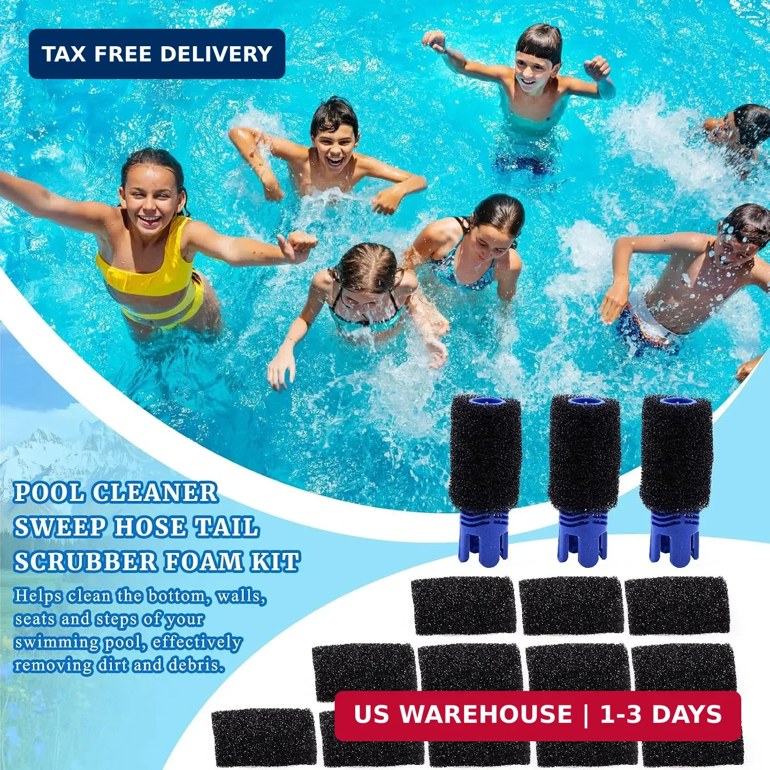 Pool Cleaner Sweep Hose Tail Scrubber and Prefilter Sponge Kit Fit for Polaris 3