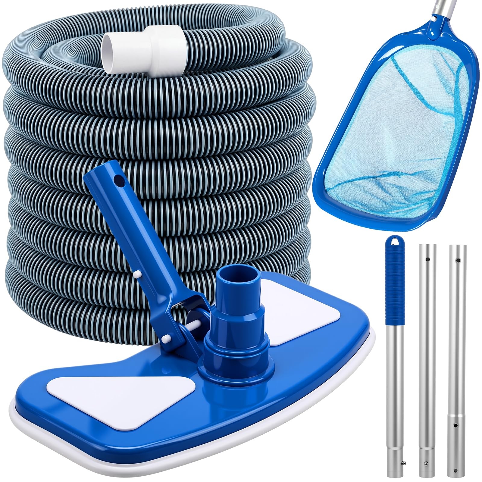Innconee 4 Pcs Swimming Pool Vacuum Kits 11.8&Prime; Head blue and white