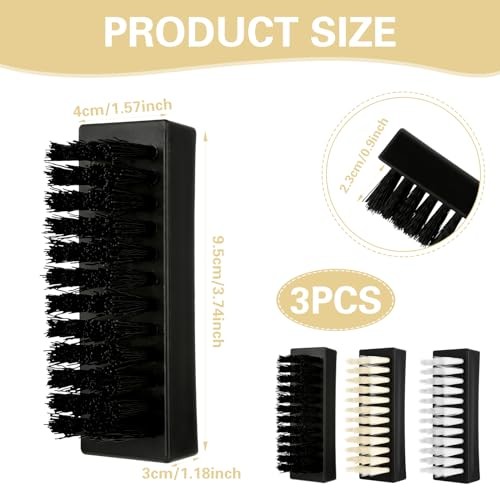 Amaxiu Hand Nail Brush for Fingernails – 3 Pack – Black + Yellow + White