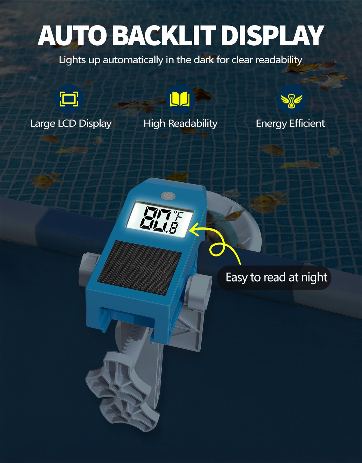 Above Ground Pool Skimmer with Solar Digital Thermometer | Wall Mount Surface…