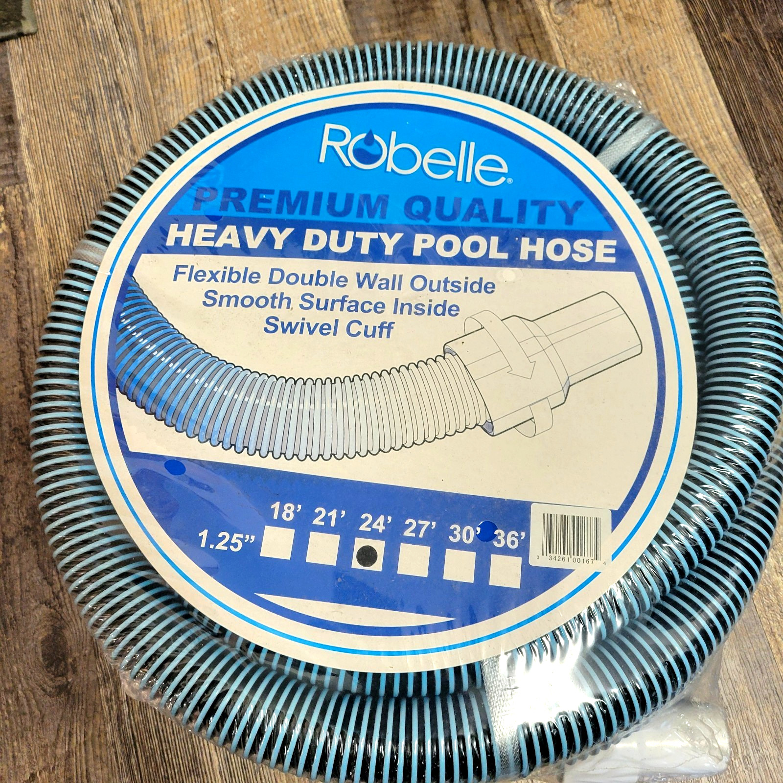 New – Robelle Premium Heavy Duty flexible Pool Cleaner Vacuum Hose: 24&prime; x 1.25&Prime;