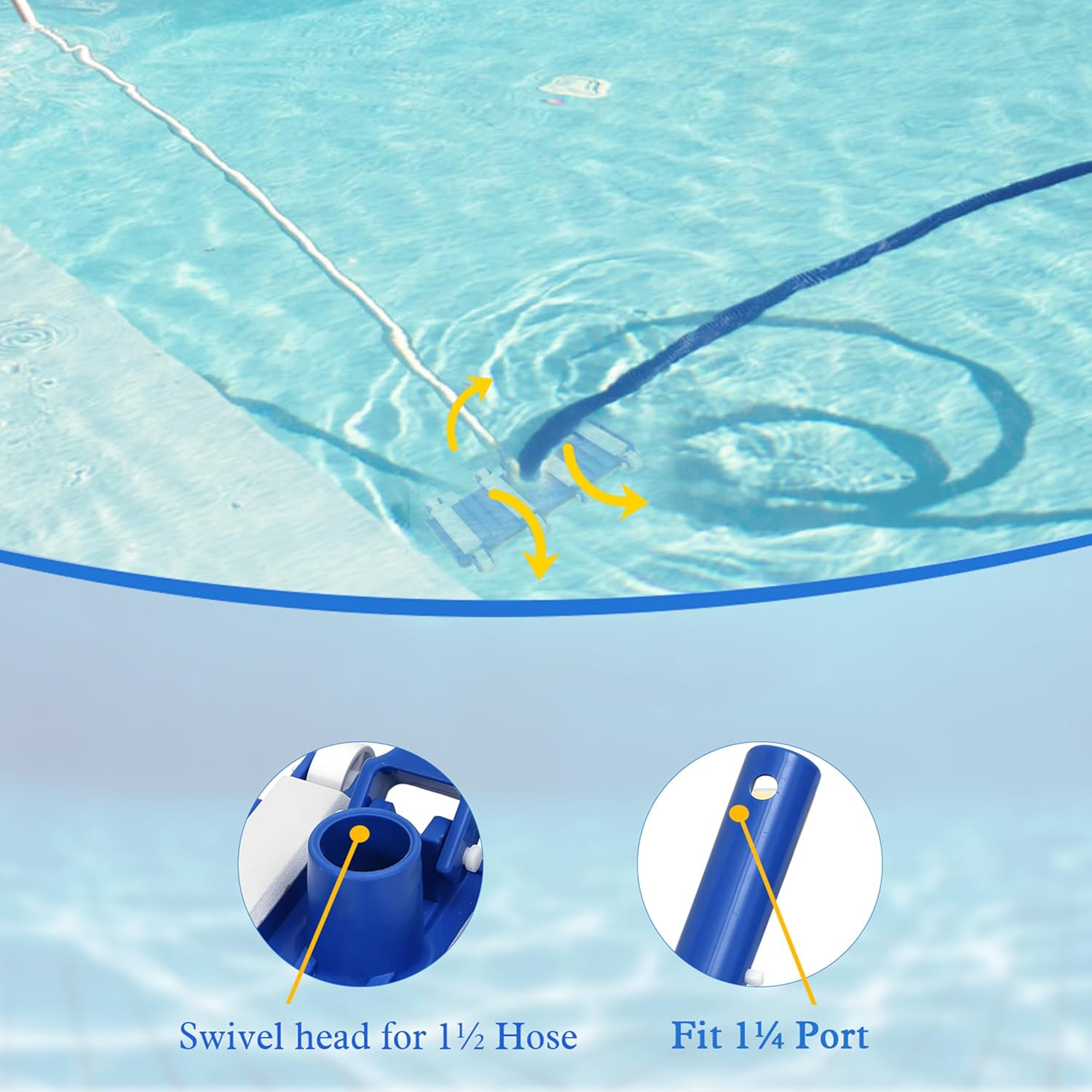 Pool Vacuum Head with Wheels,14&Prime; Heavy Duty Head, Pool Cleaner Vac Head, Flexibl