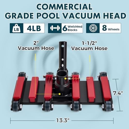 Professional Pool Vacuum Hose and Head – Heavy Duty Hoses with Swivel Cuff and W
