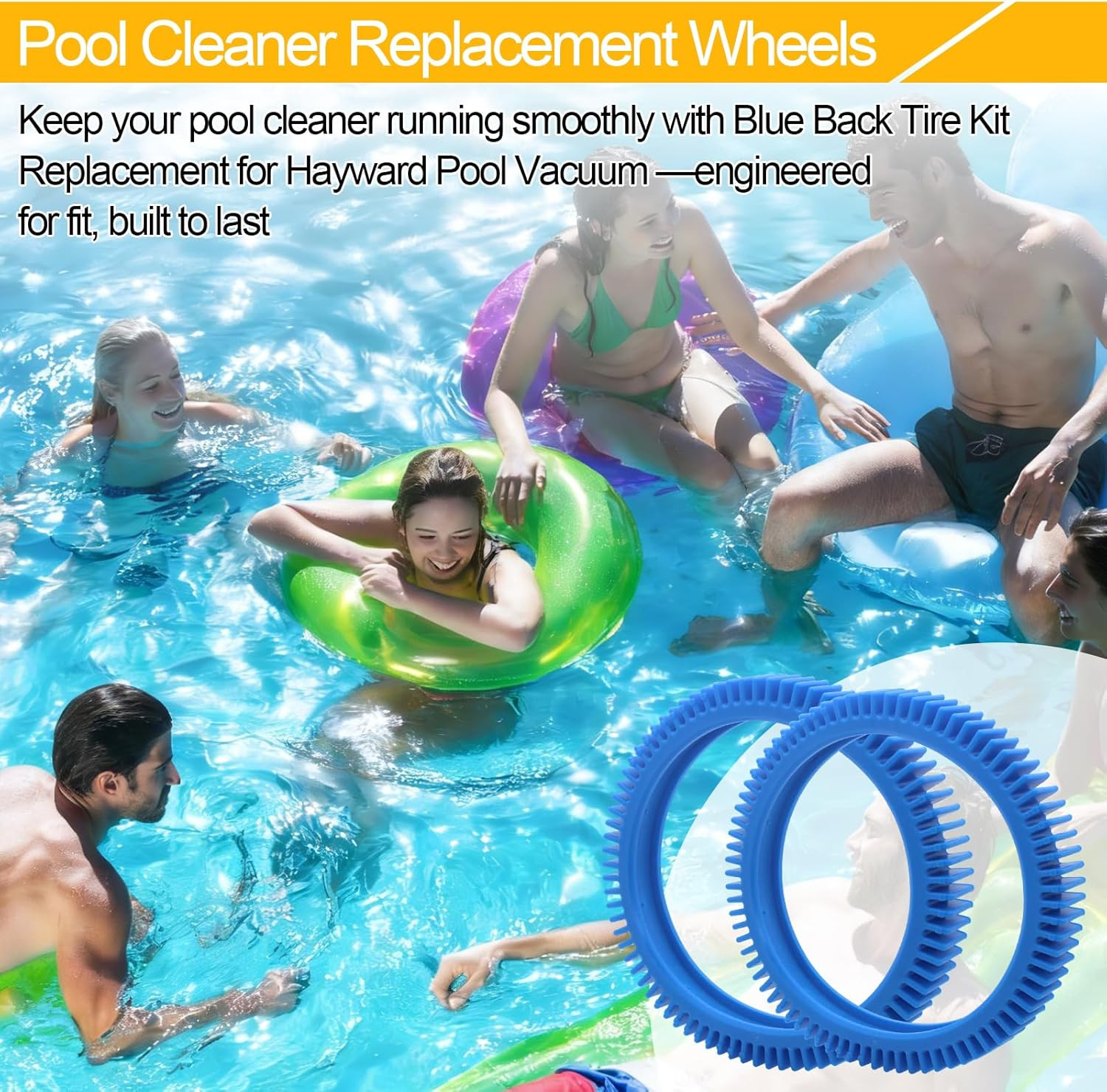 896584000-082 Pool Cleaner Replacement Back Tires for Hayward Pool Vacuum Com…