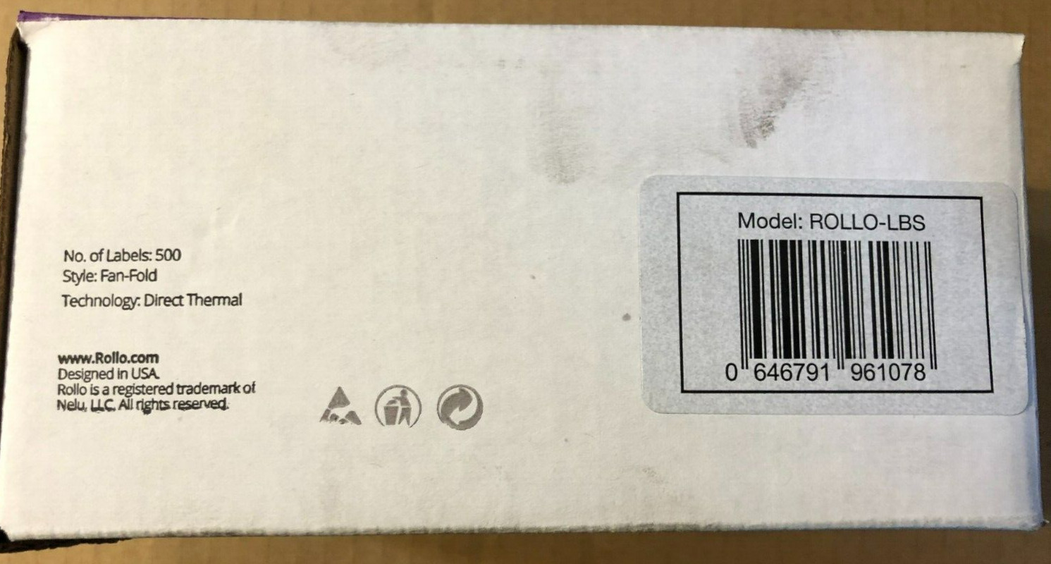 ROLLO Thermal Direct Shipping Label (Pack Of 500 4×6 Fan-Fold Labels) Commercial