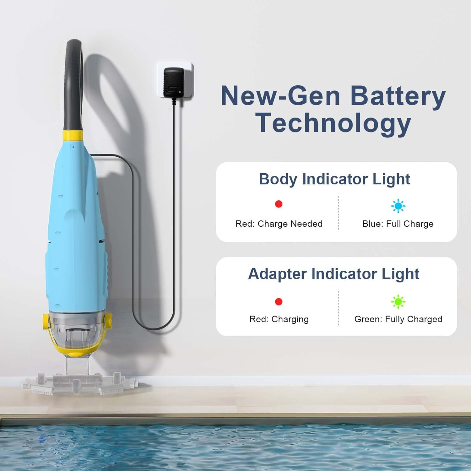 2026 Cordless Pool Vacuum with Telescopic Pole & 60 Min Powerful Suction