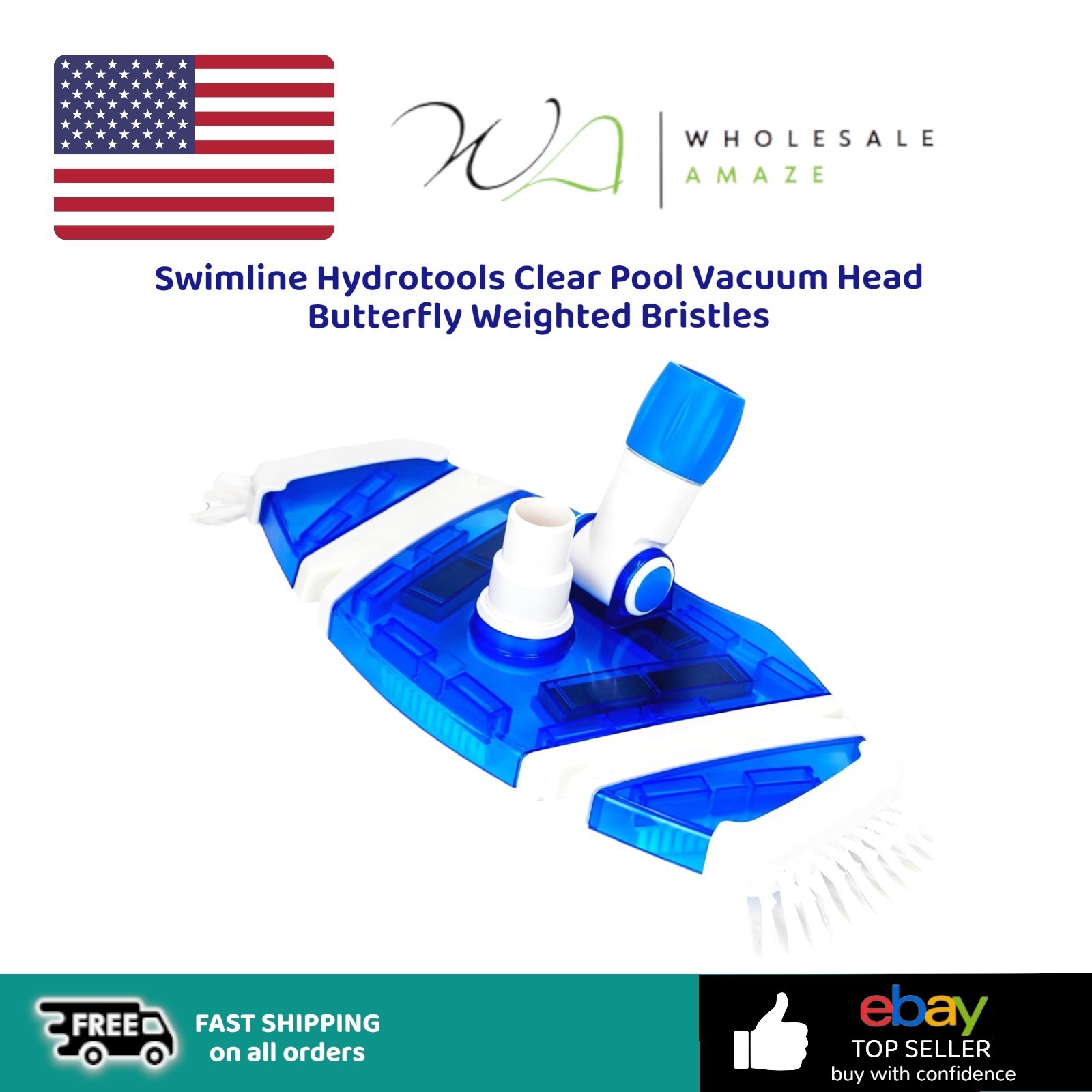 Swimline Hydrotools Clear Pool Vacuum Head Butterfly Weighted Bristles