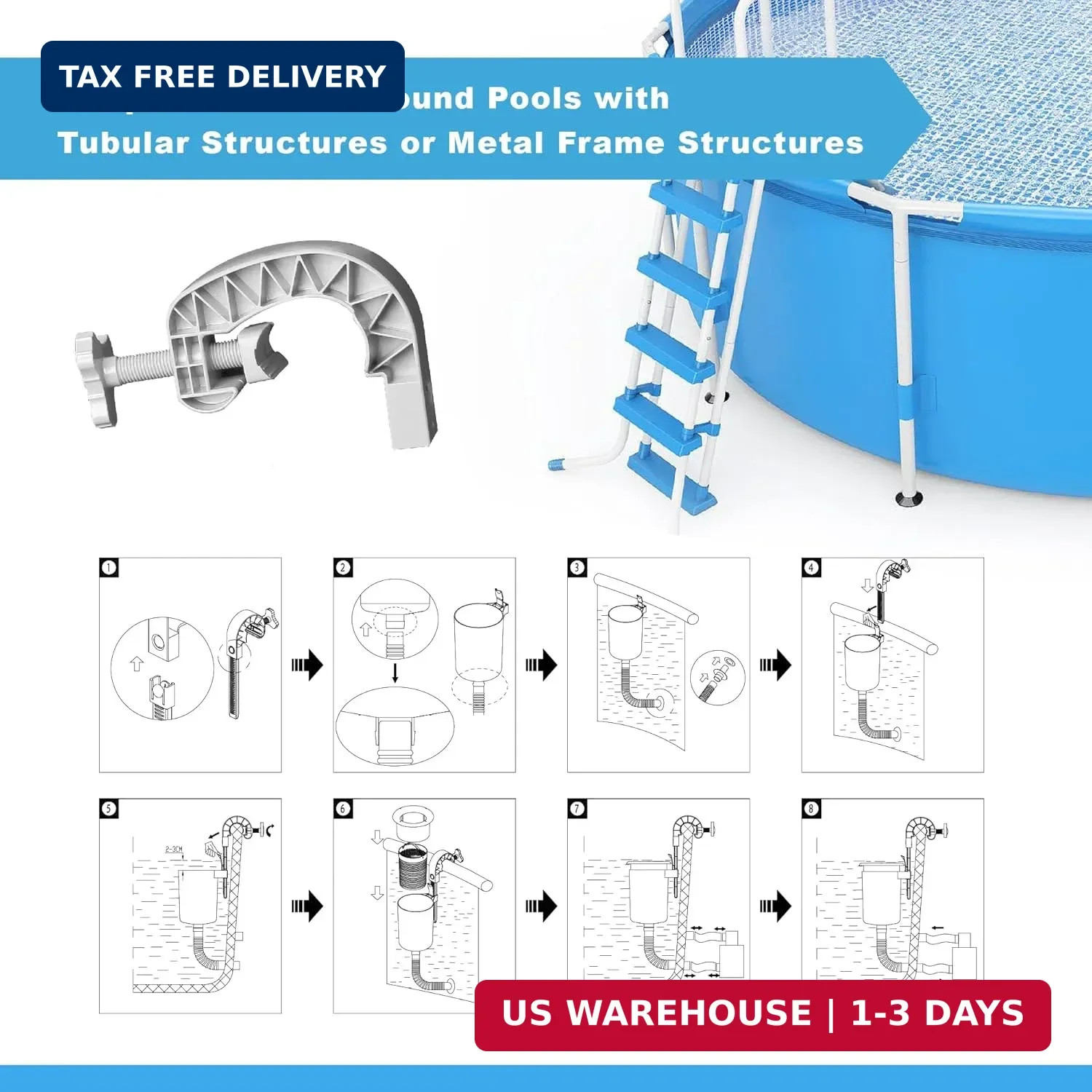 Above Ground Pool Skimmer with 5 Skimmer Socks, Wall Mount Surface Skimmer with
