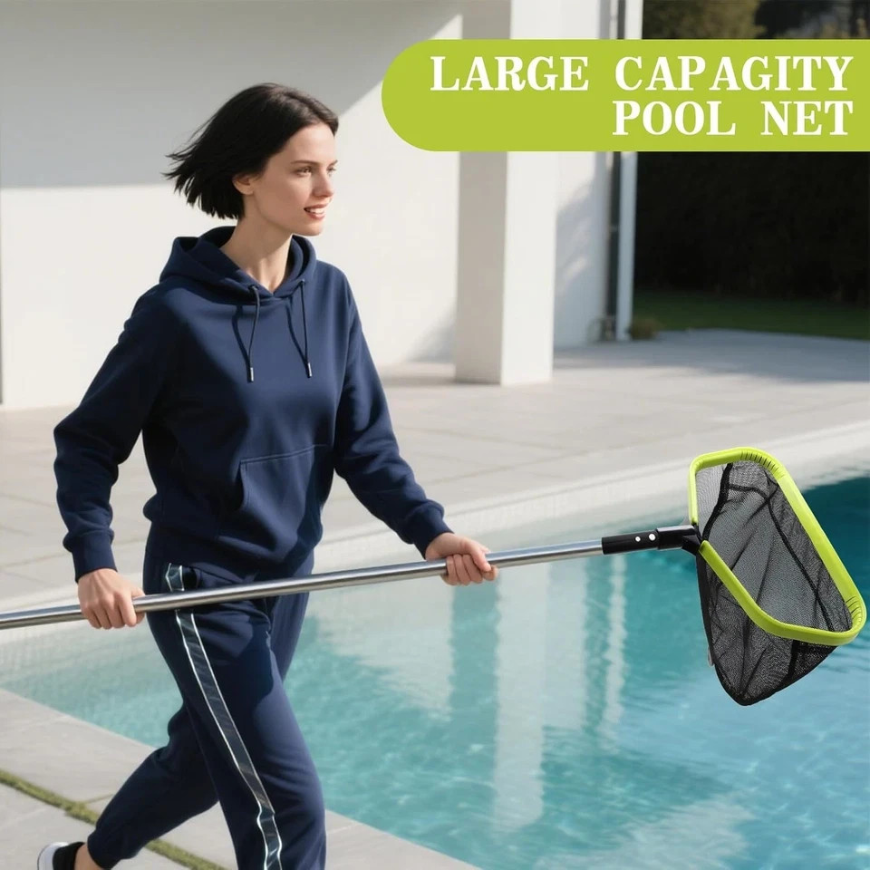 Double-Layer Deep Bag Pool Skimmer Net with Reinforced Frame – Fine Mesh Pool Le