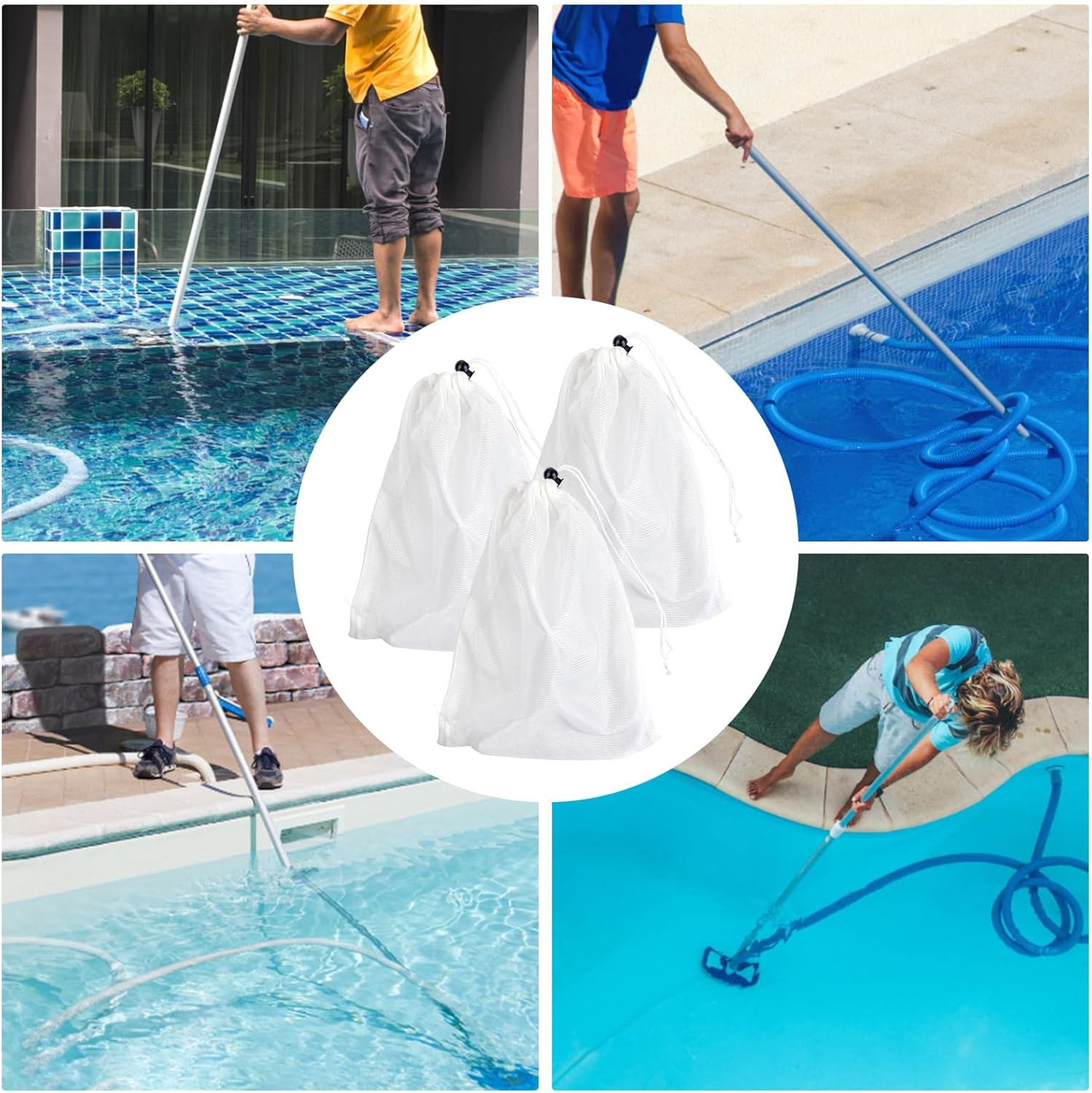 4Pack 12 X 8.8 Inch Pool Leaf Vacuum Net Bag Replacement for Swimming Pool