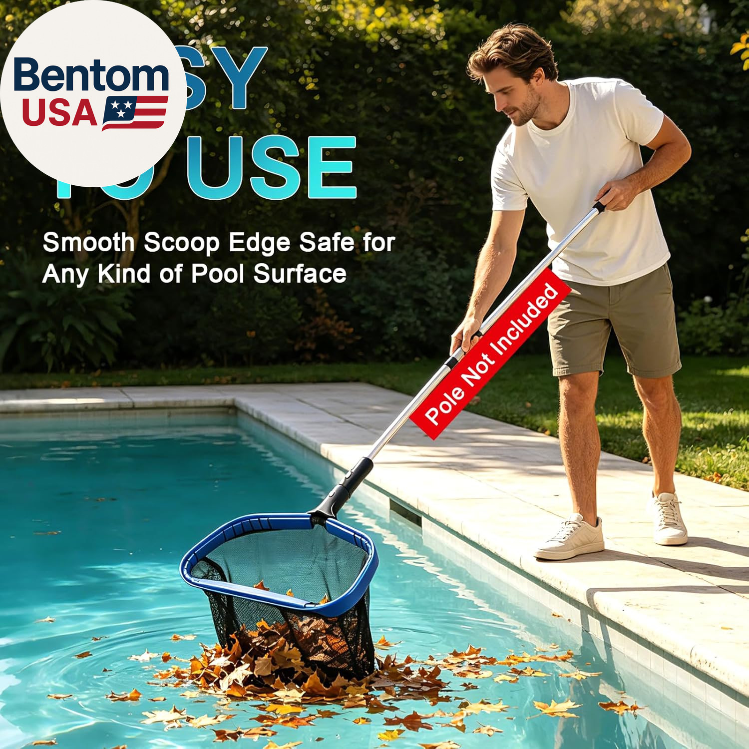 Pool Leaf Rake Pool Skimmer Nets for Cleaning with Double-Layer Deep Big Bag,17.