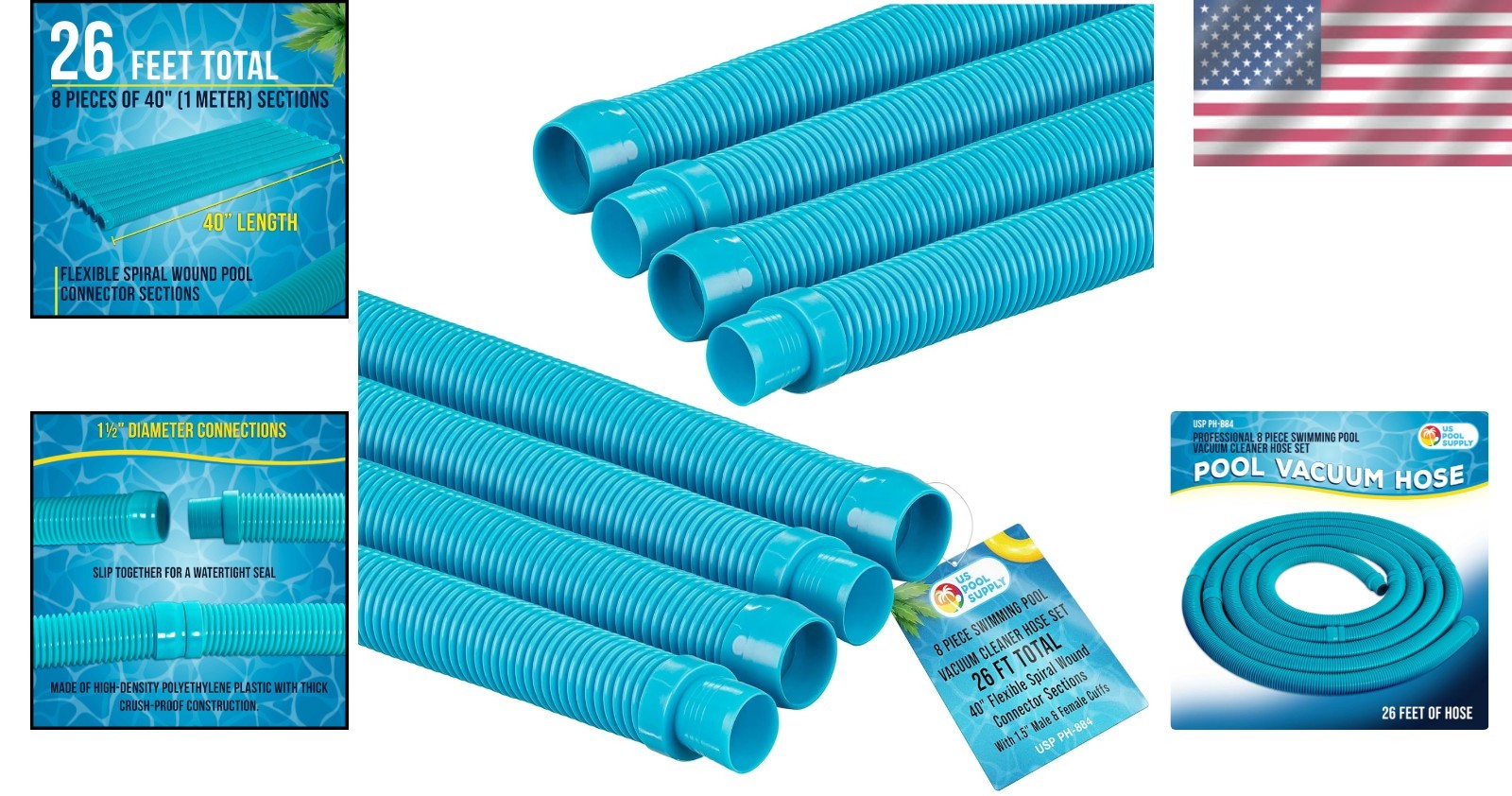 Universal 1.5&Prime; Inground Pool Cleaner Hose