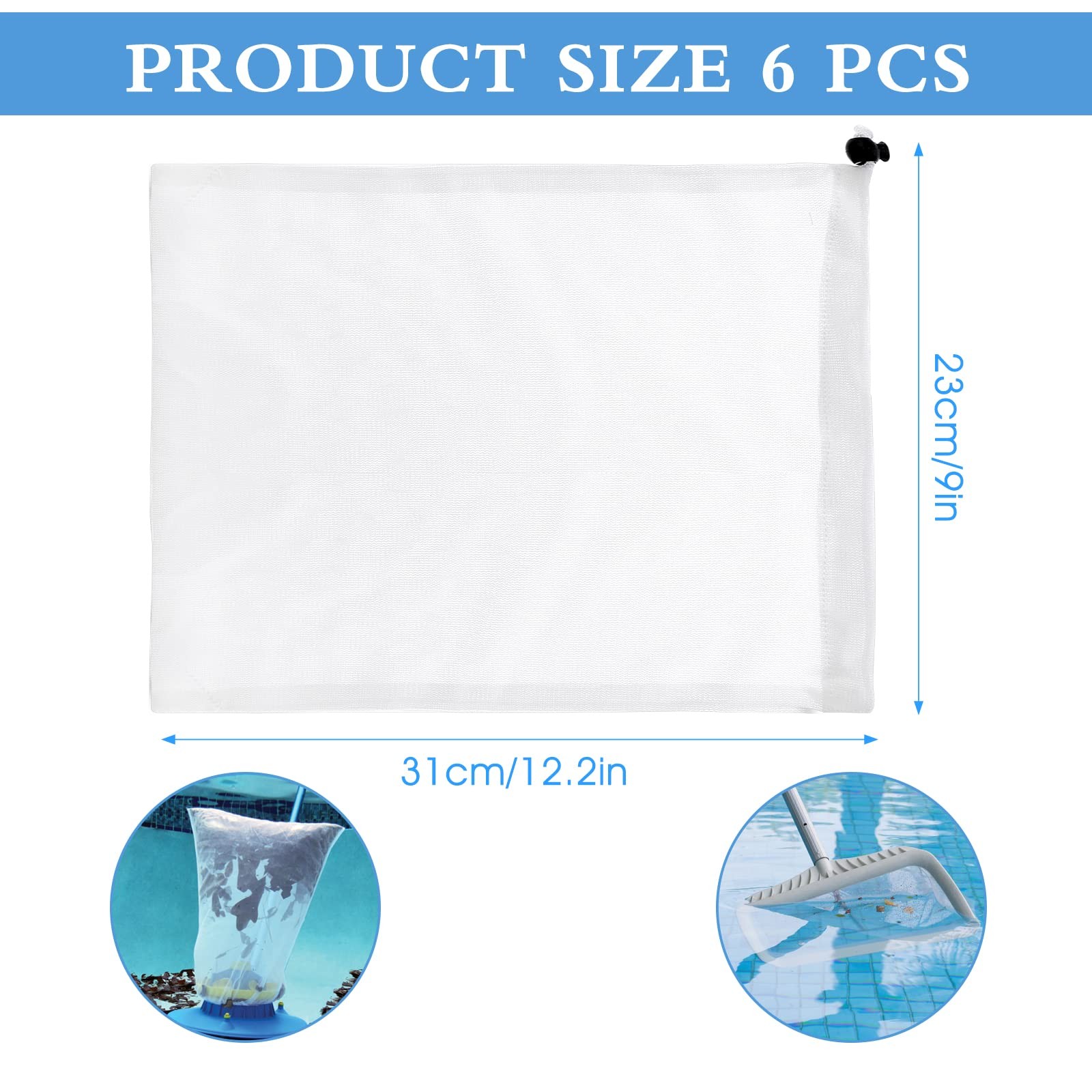 Pool Cleaner Net 6-Pack, Fine Mesh Vacuum Bags for Pools, Aquariums, Ponds
