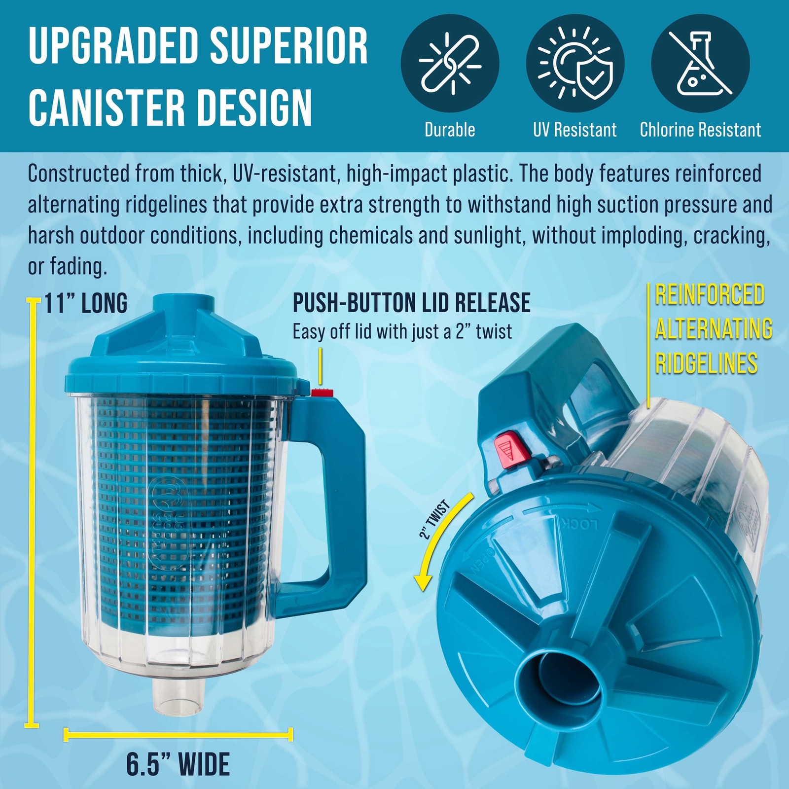 Inline Pool Leaf Canister 3-in-1 Filter Catcher Fits 1.5&Prime; Vacuum Hoses