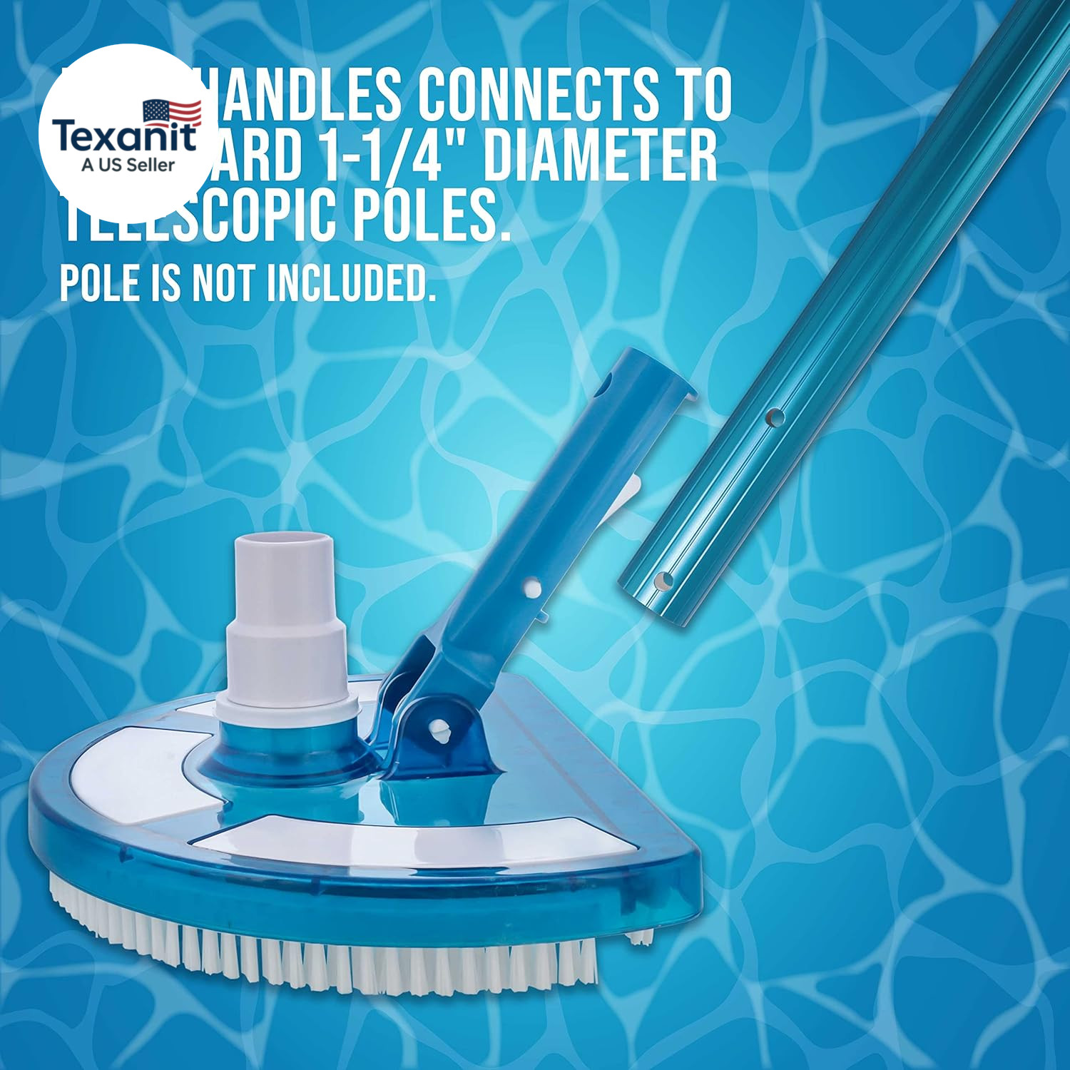Weighted Pool Vacuum Head, Transparent Curved Half Moon Body – Swivel Connection