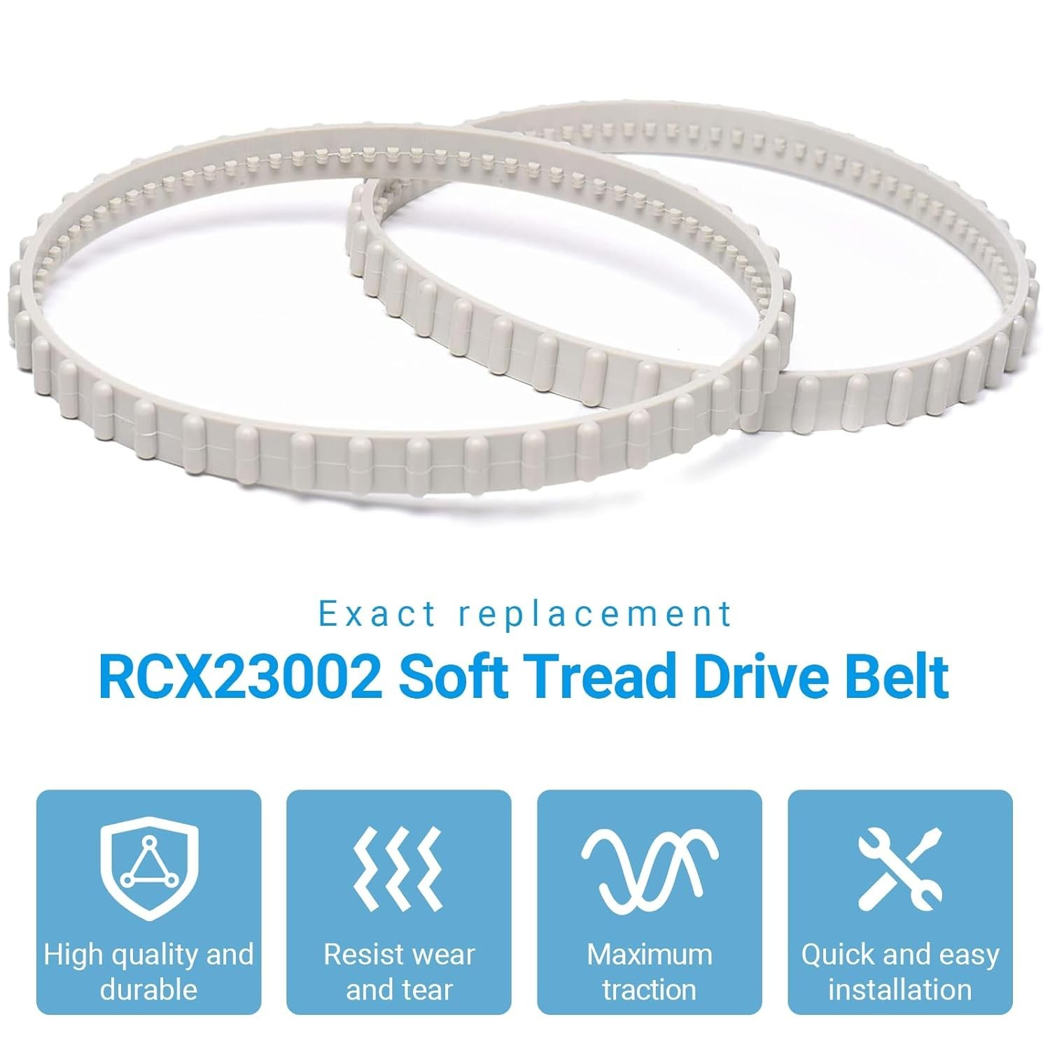 2 Pack Premium Heavy-Duty Rubber Drive Belts for Aquavac Tiger Shark & SharkVac