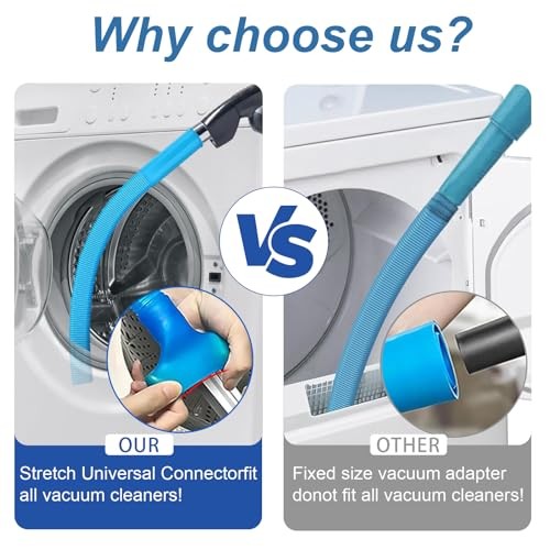 Upgraded Dryer Lint Vent Cleaner Kit: Flexible Vacuum Hose Attachment for Blue