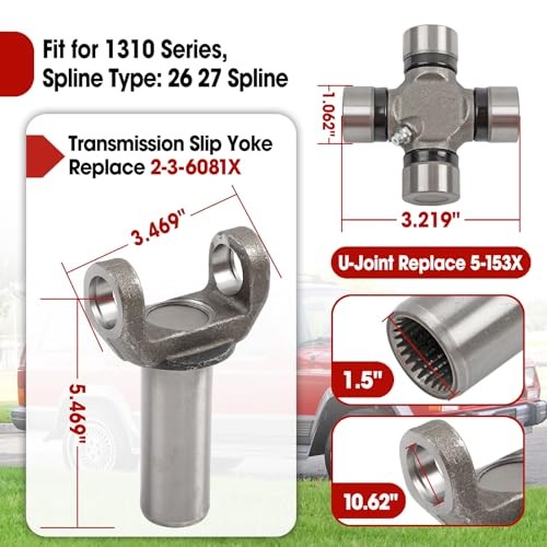 Transmission Slip Yoke 1310 Series & U-Joint Kit Replace 2-3-6081X 5-153X Fit