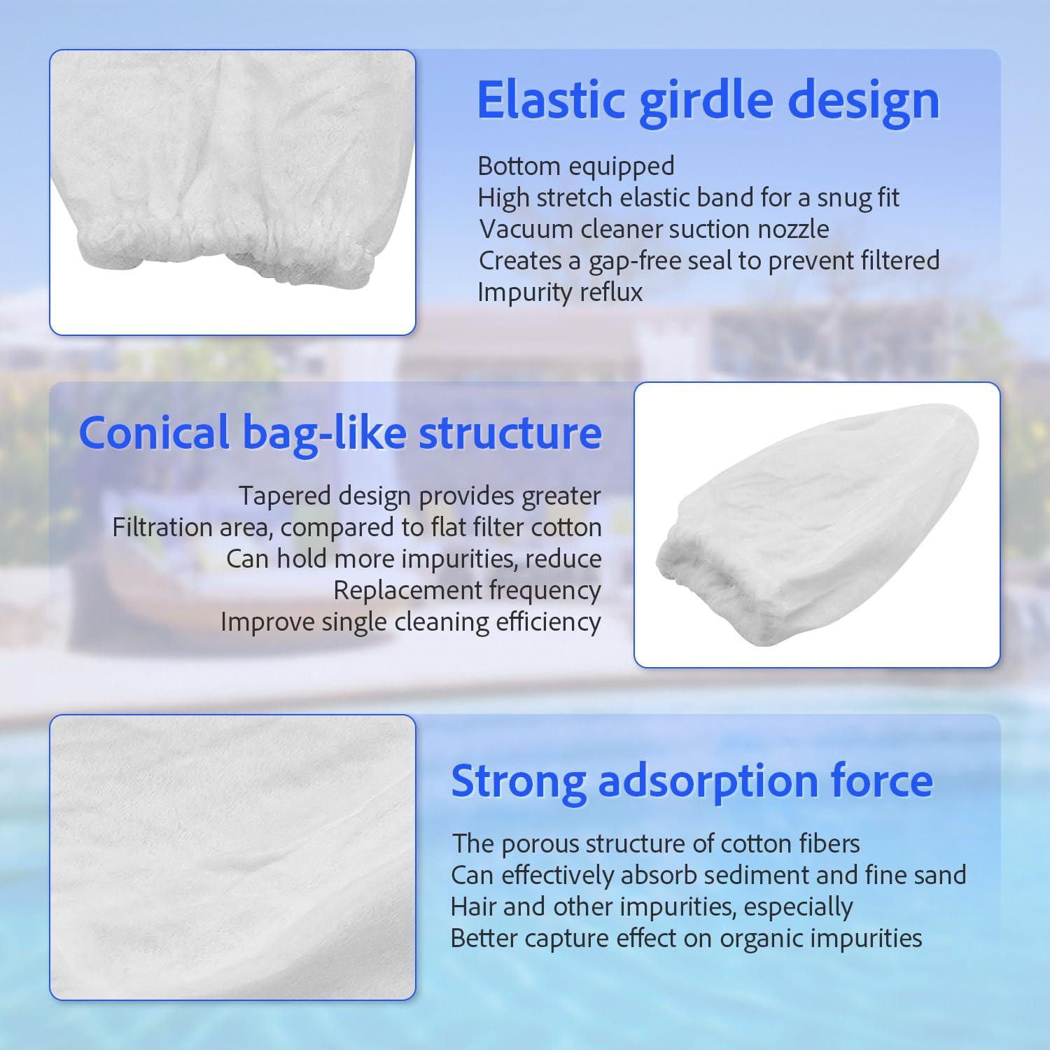 Replacement Vacuum Filter Cotton for Pool Blaster (6 Pack)