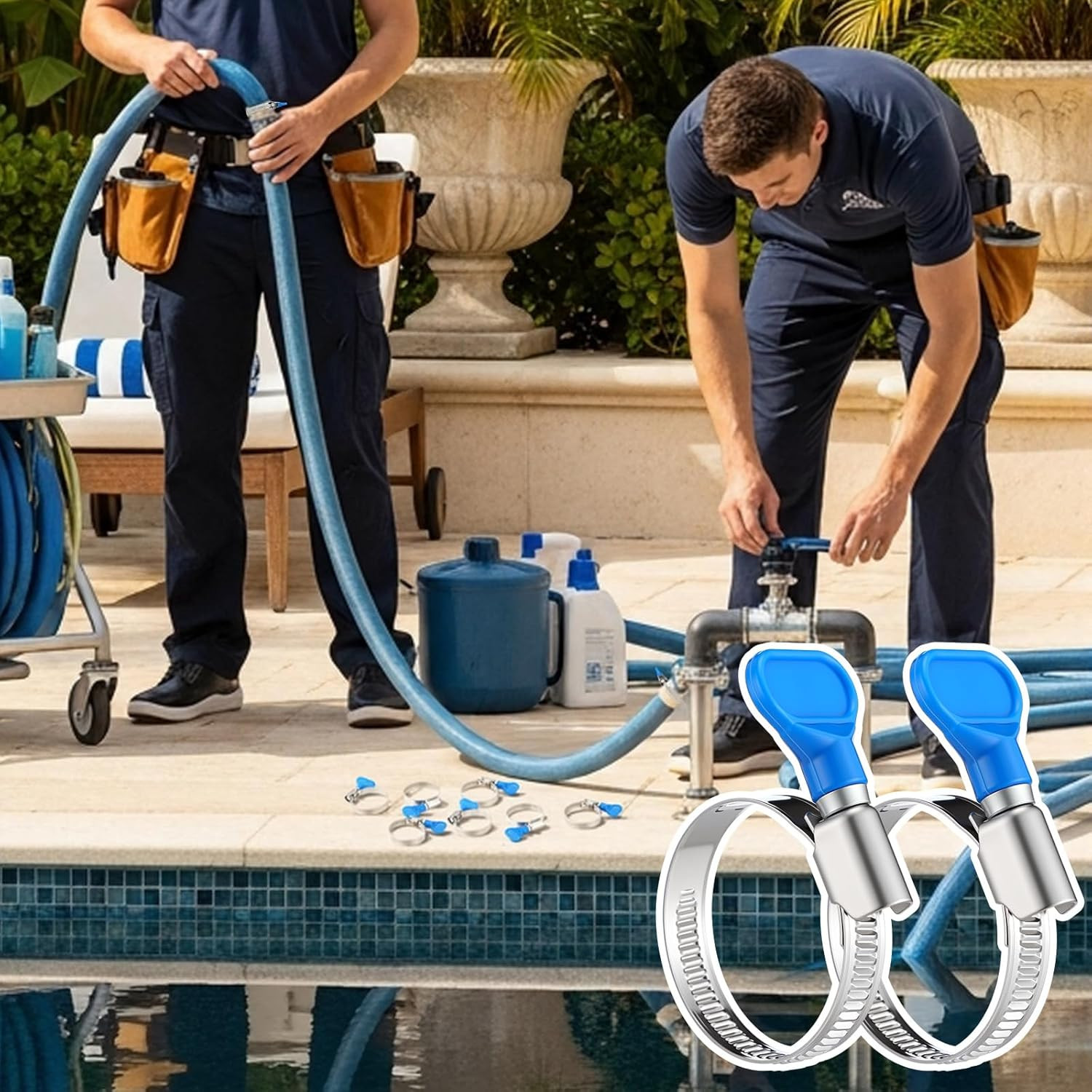 10 Pcs 1-1/2 Inch Pool Backwash Hose Clamp Adjustable Worm Gear Stainless Steel