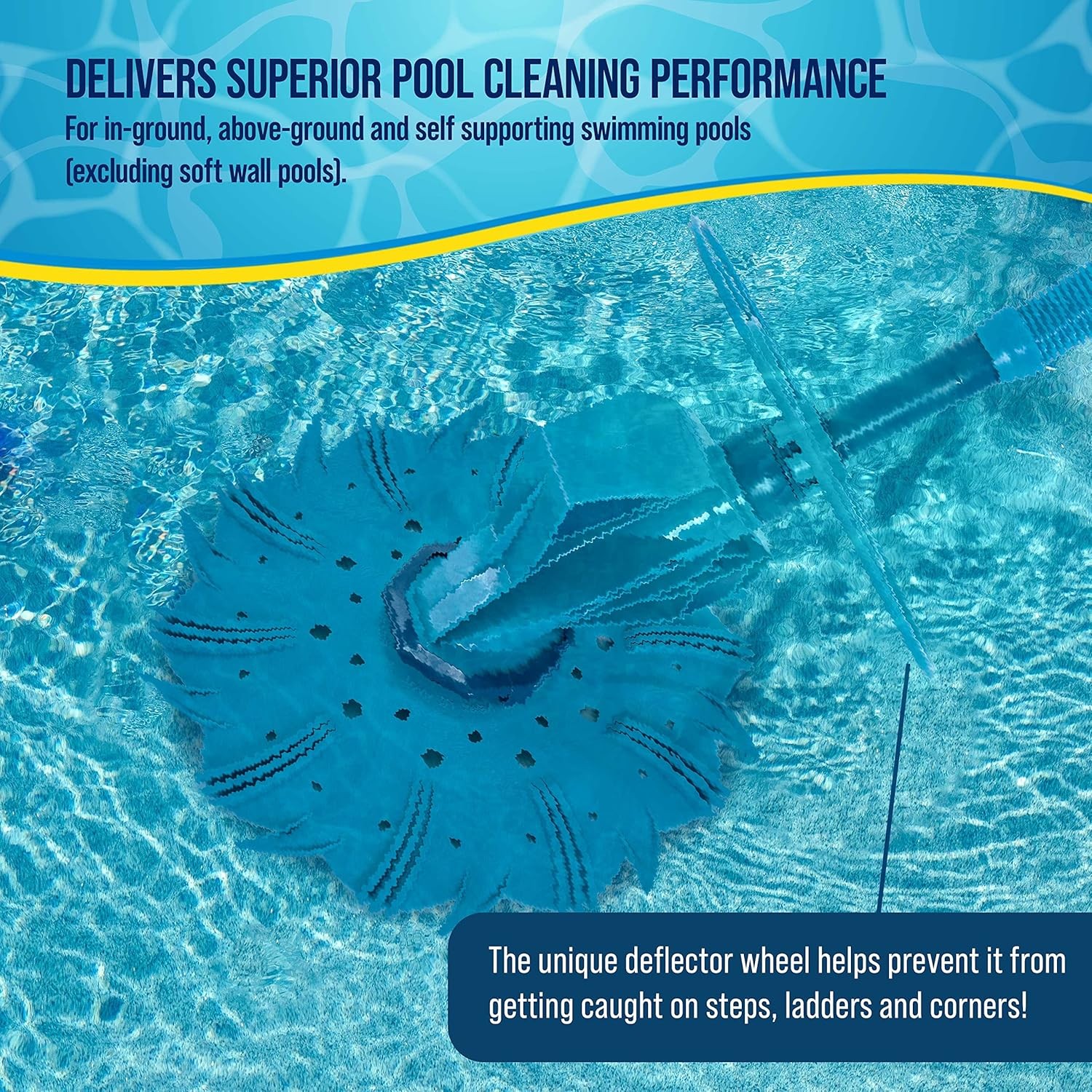 Vacuum-powered pool cleaner, an automatic in-ground pool vacuum with a hose