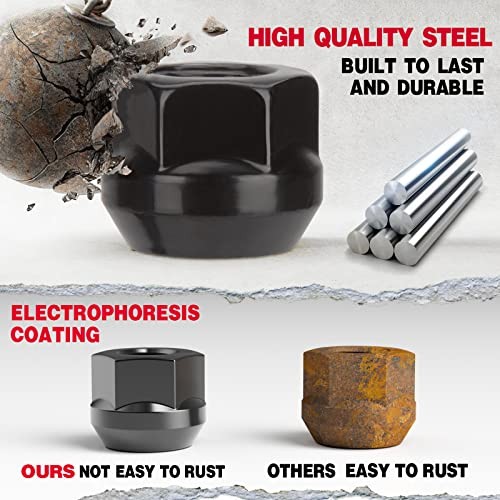 KSP 3/8&Prime;-24 Open Lug Nuts for ATV UTV Studs, 17mm Hex 3/8&Prime;-24-Hex 17mm Black