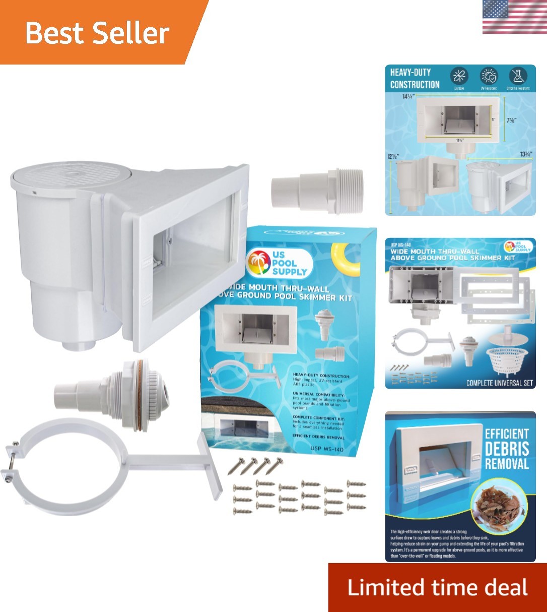 Ultimate Universal Thru-Wall Pool Skimmer Kit – High-Impact ABS, Upgrade