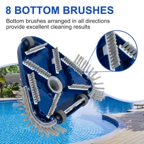 Pool Vacuum Head Weighted 8 Bottom Brushes 1-1/4 1-1/2 Swivel Hose Inground