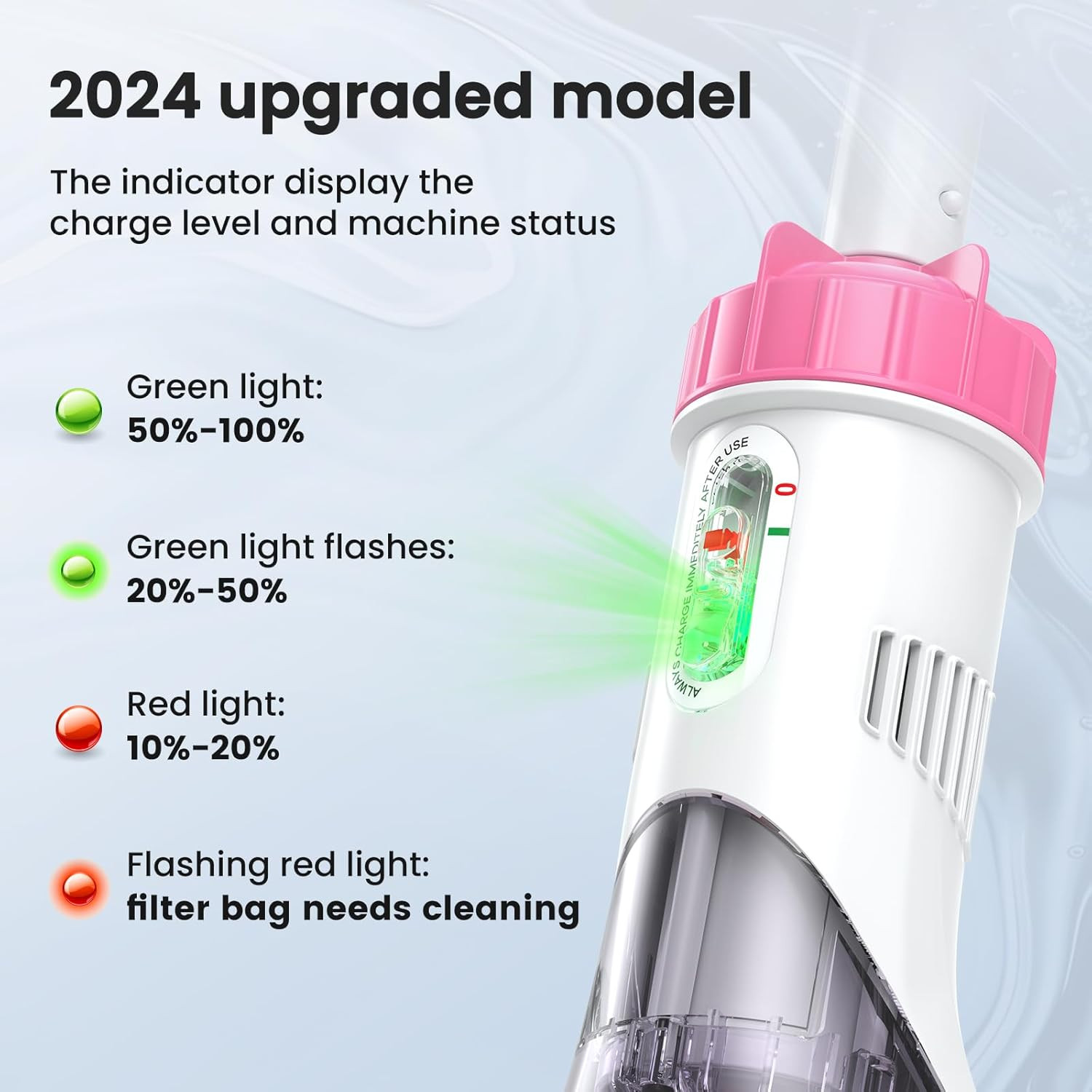 Handheld Pool Vacuum with Telescopic Pole, Rechargeable, 18.5 GPM