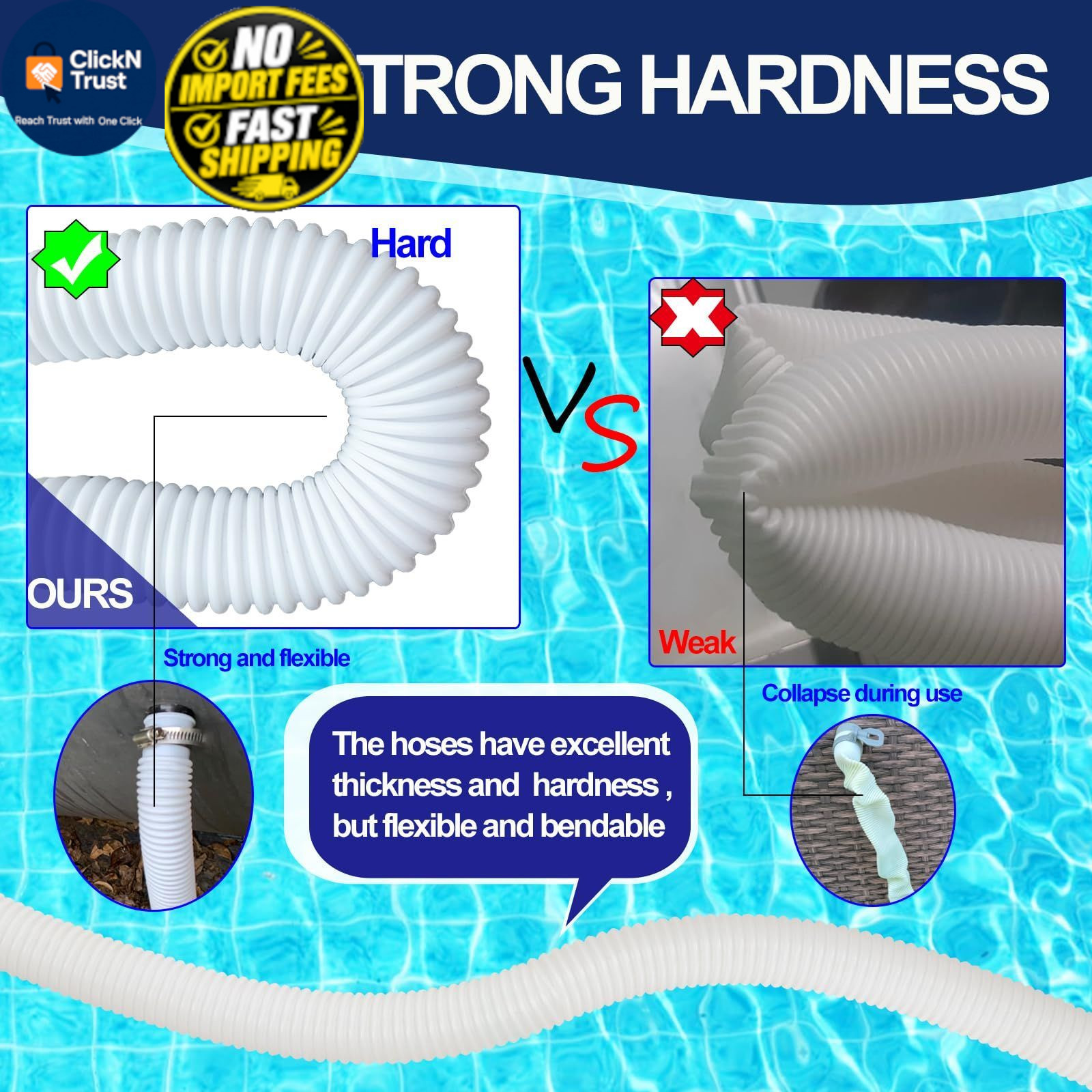 Pool Hoses for Above Ground Pools, 3 Pack 1.25 x 59 Inch Filter White
