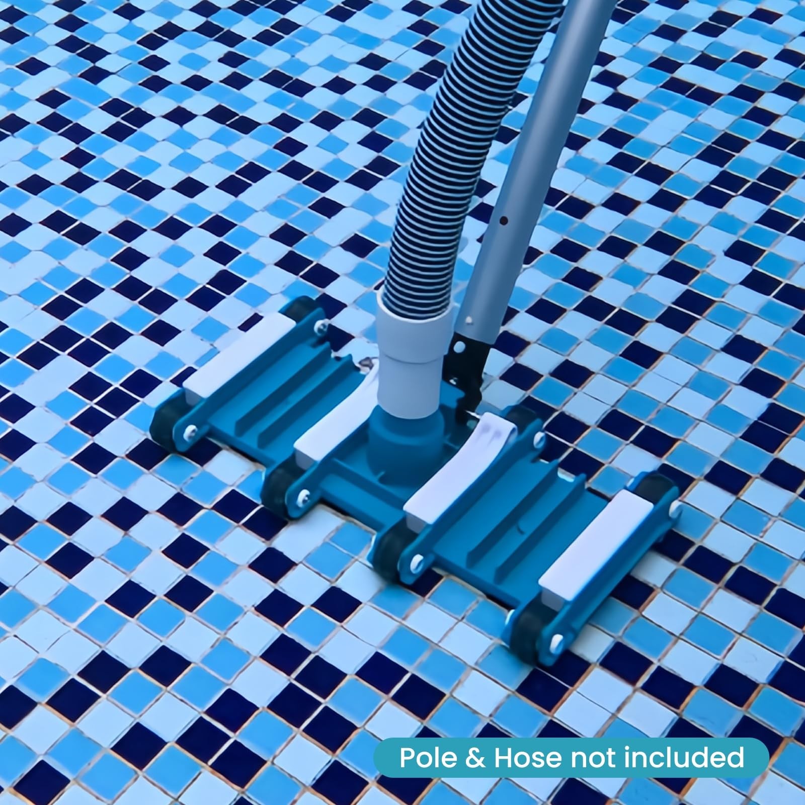 POOLWHALE 14&Prime; Flexible Pool Vacuum Head with Wheels, Flexible, Turquoise