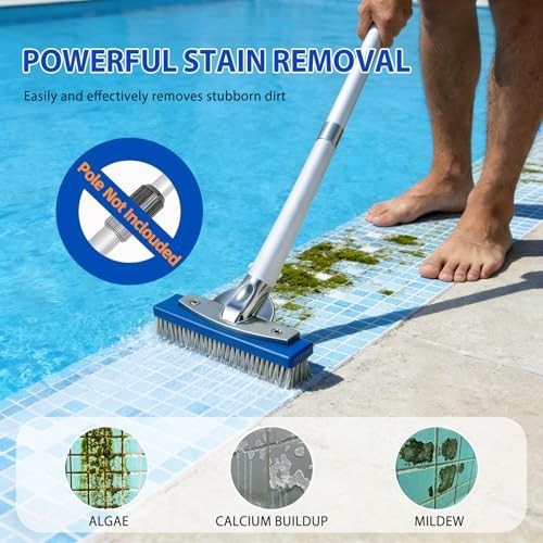 5in Pool Brush Head Nylon Stainless Steel Bristles for Tile Concrete Walls