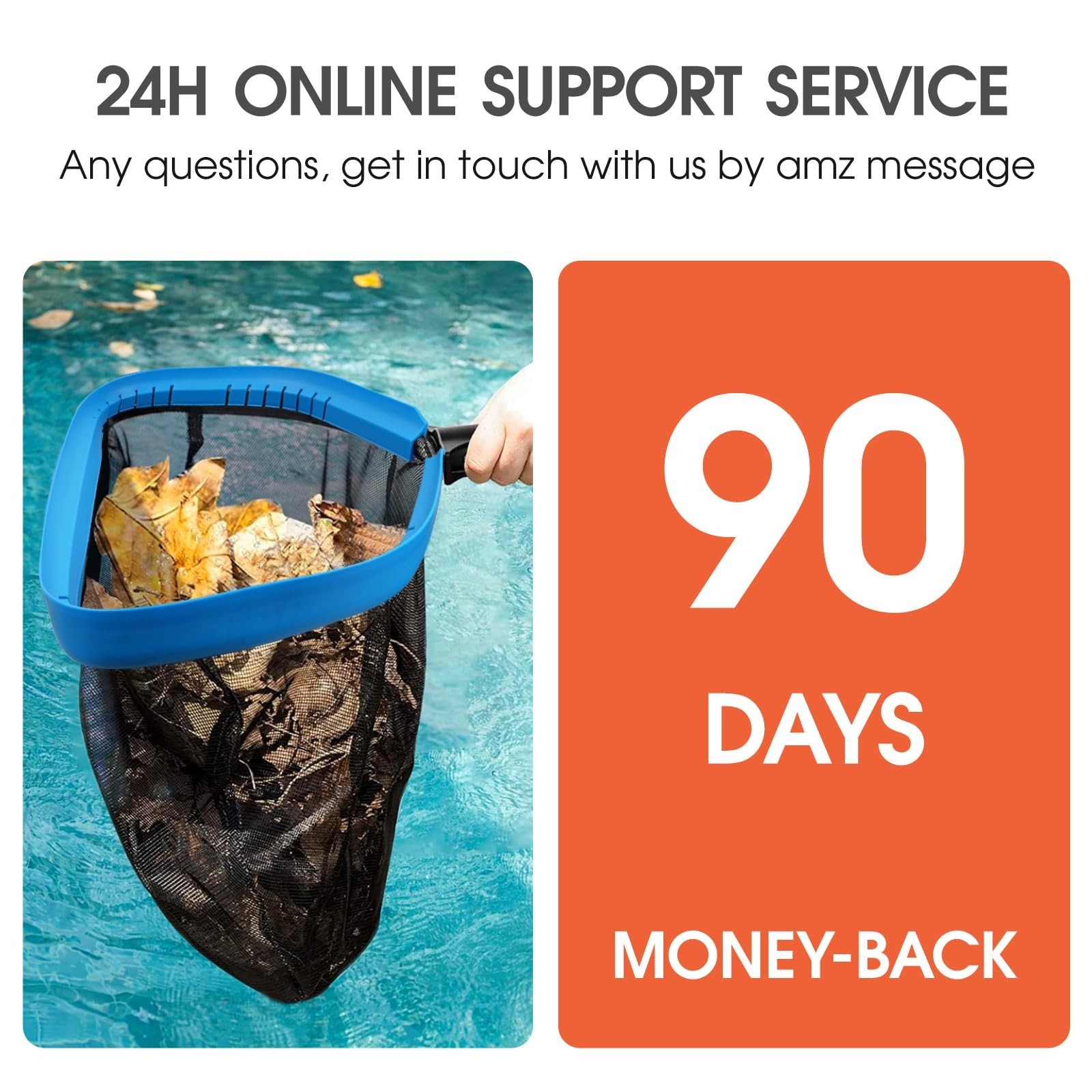 Heavy Duty Pool Skimmer Net with Fine Mesh & Deep Bag for Above/In-Ground Pools
