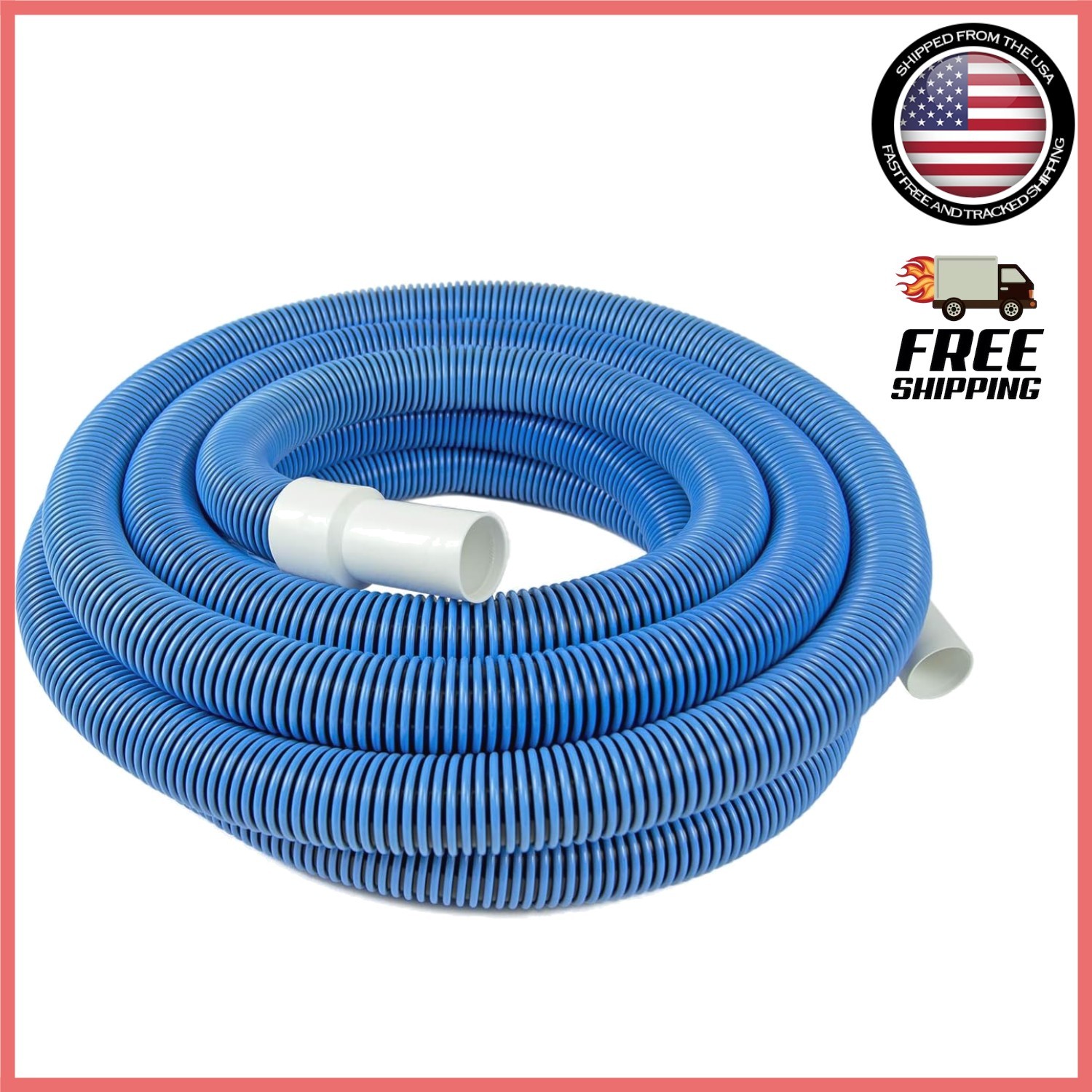 Durable 30 Ft Manual Vacuum Hose, Swivel Cuff for Easy Pool Cleaning – USA Made