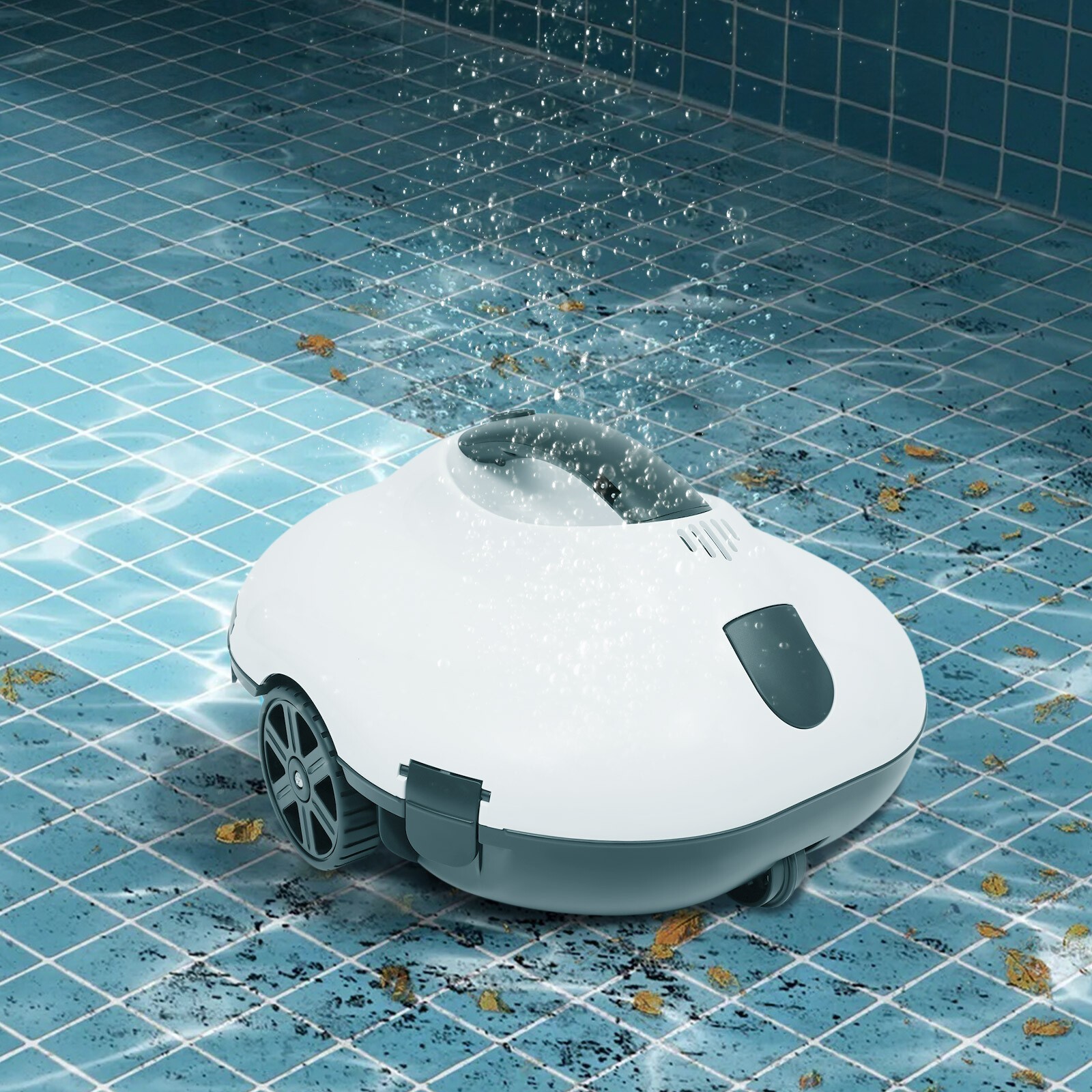 Robotic Pool Cleaner Dual Suction 178μm Filter 25.2W IPX8 White & Black