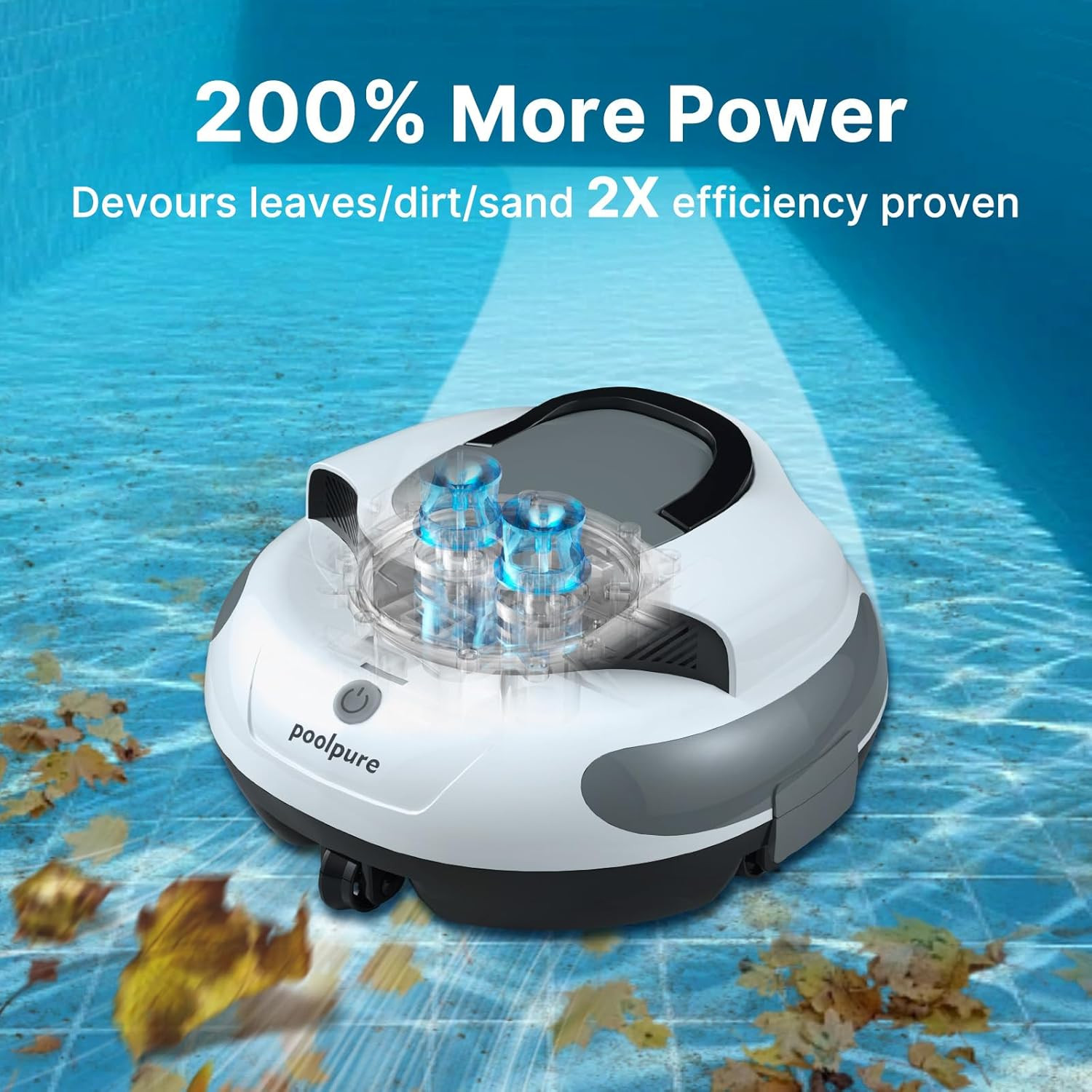 Pool Cleaner, 5000Mah Battery, 100 Minutes Runtime, 1000 Sq Ft Coverage, Automat