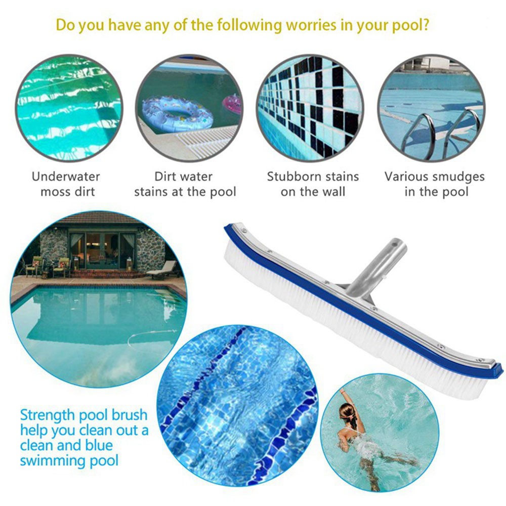 18 Inch Pool Brush Head for Cleaning Pool Walls Inground Pools Tiles Floors