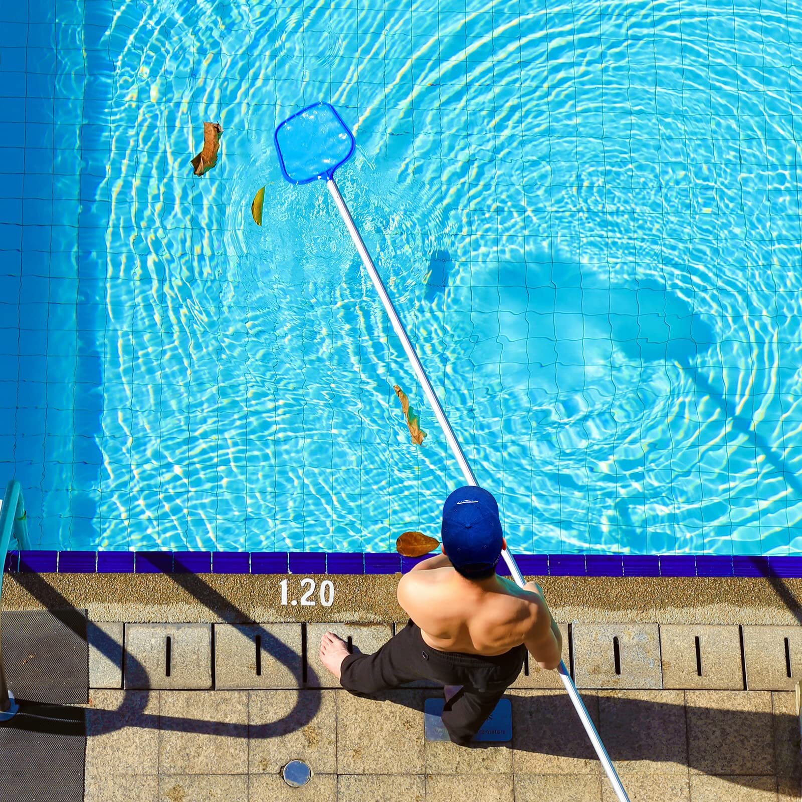 Red de piscina Bolsa profunda Skimmer de hojas Rastrillo de piscina Red de malla