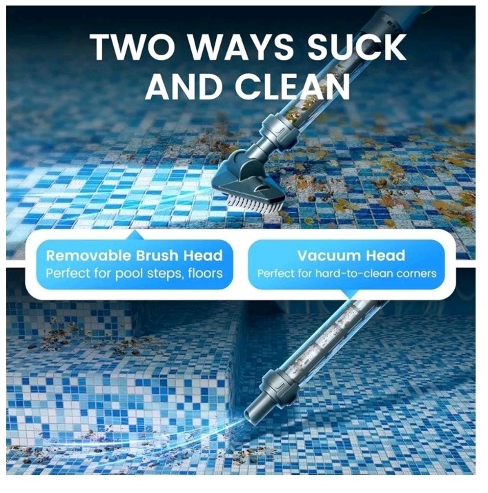 Cordless Pool Vacuum Cleaner, Rechargeable Handheld Vacuum for Above Ground Pool