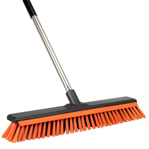18&Prime; Push Broom Outdoor with Rubber Squeegee,Heavy Duty Broom Brush with