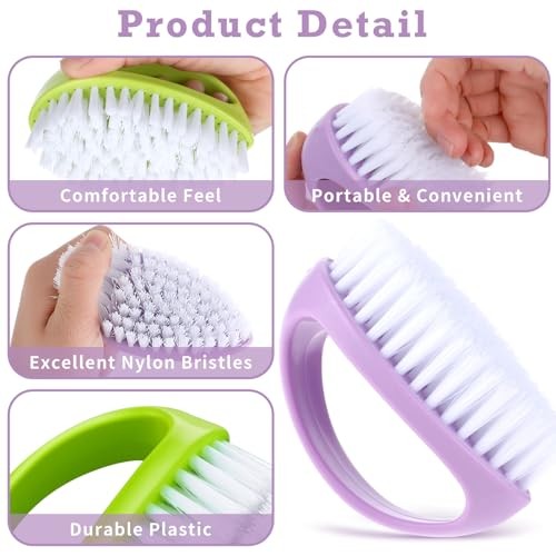 2 Pcs Hand & Nail Brushes – Heavy Duty Scrub Clean Brushes – Green, Purple