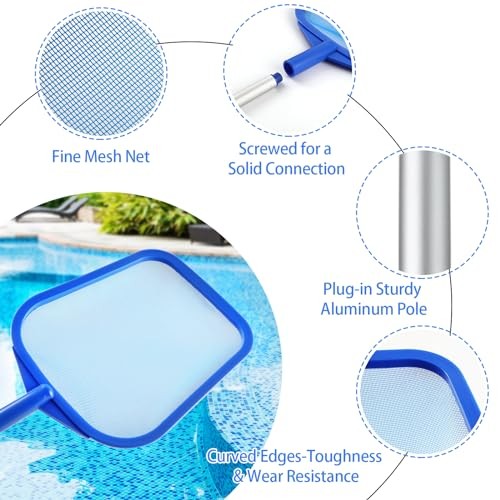 Pool Skimmer – Pool Skimmer Net with 5 Section Pool Skimmer Net with Pole