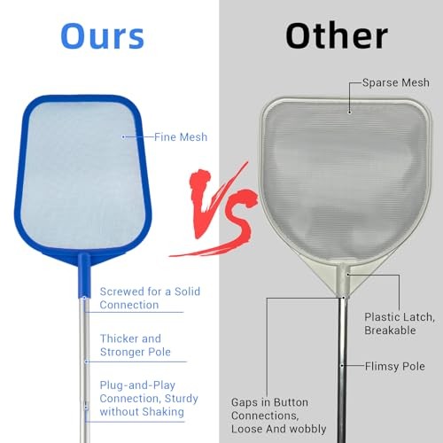 Pool Skimmer – Pool Skimmer Net with 5 Section Pool Skimmer Net with Pole