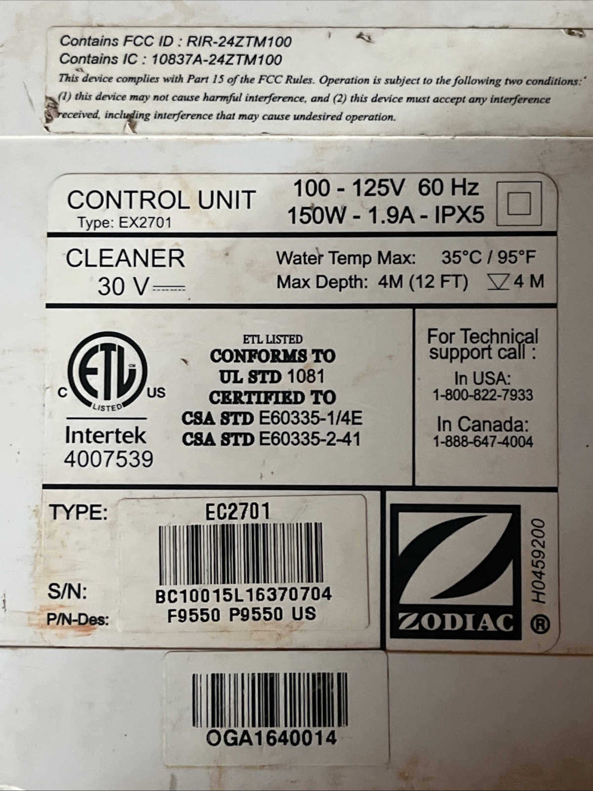 PARTS or Repair POL ARIS 9550 CONTROL UNIT F9550 P9550 EC2701