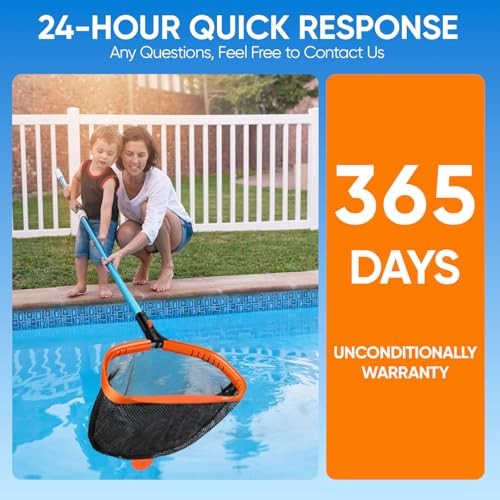 17.5&Prime; Pool Skimmer Net with Double-Layer Netting Bag, Aluminum Frame, Pool Net