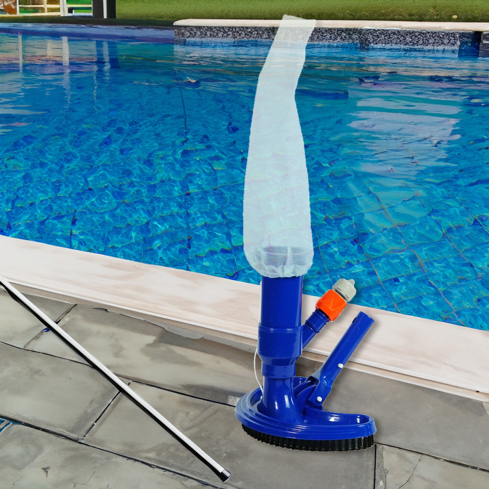 Pool Central 10IN Blue Jet Vac with Brush for Small Above Ground Swimming Pools