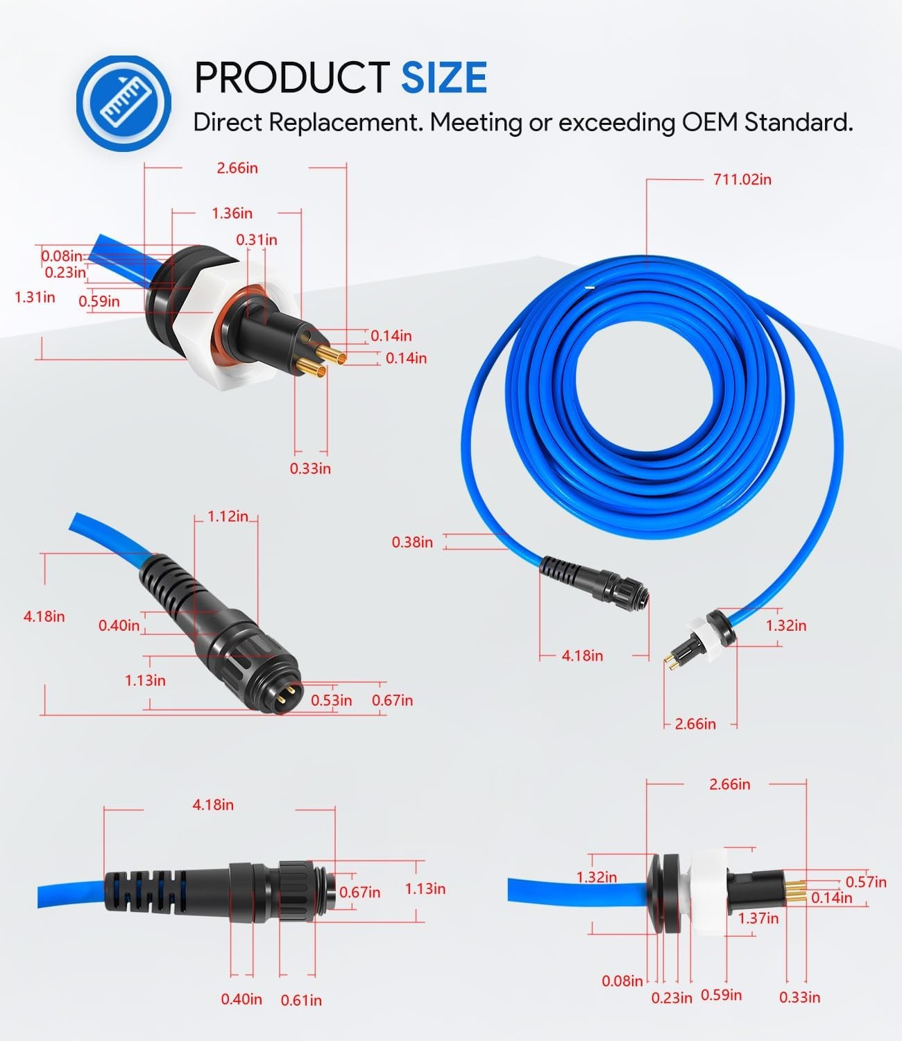 For Dolphin Pool Cleaner 99958903-DIY Cable Cord 2-Wire 60FT Triton PS PoolStyle